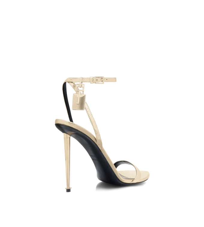 Sandales à bout pointu et talon nu en cuir nappa laminé