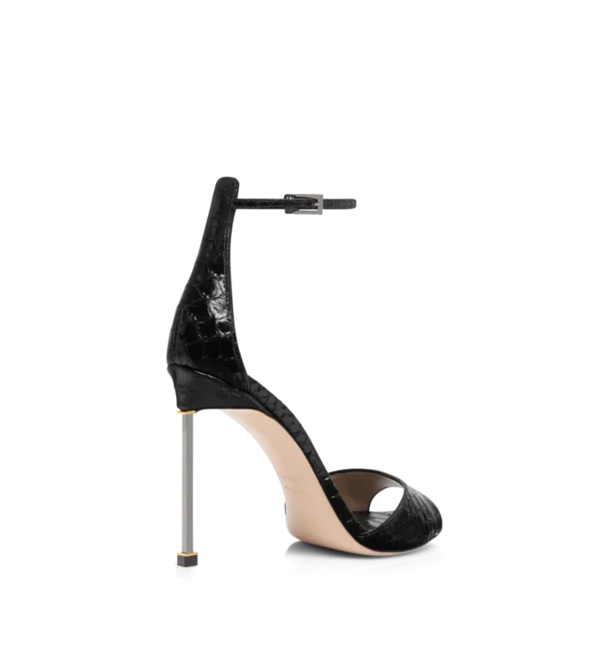 Sandales à bride cheville en python imprimé semi-brillant