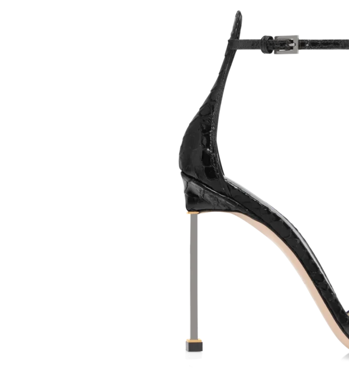 Sandales à bride cheville en python imprimé semi-brillant