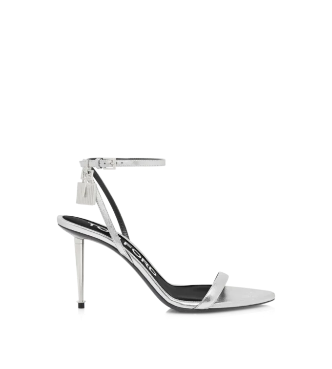 Sandales à talons hauts en cuir nappa laminé