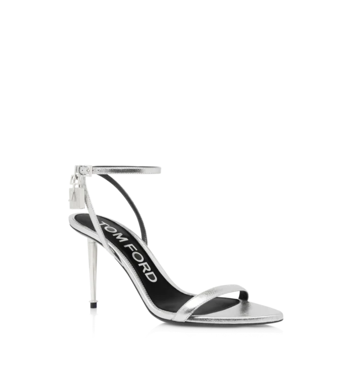 Sandales à talons hauts en cuir nappa laminé