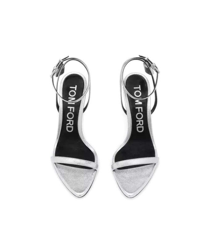 Sandales à talons hauts en cuir nappa laminé