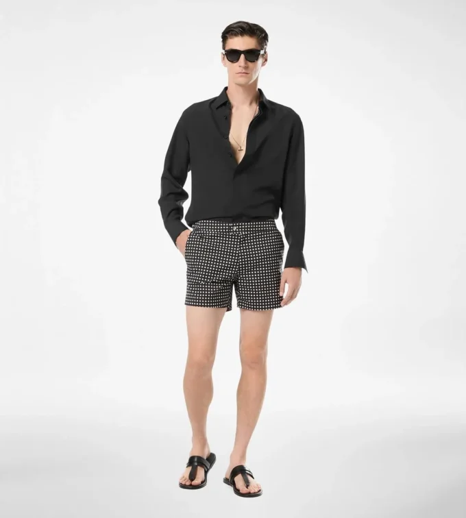Short de bain en nylon à imprimé à pois moyens Short de bain en nylon à imprimé à pois moyens