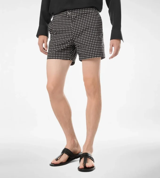 Short de bain en nylon à imprimé à pois moyens Short de bain en nylon à imprimé à pois moyens