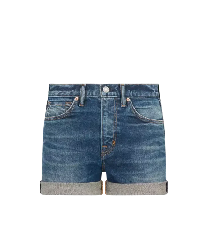 Short en denim délavé confortable