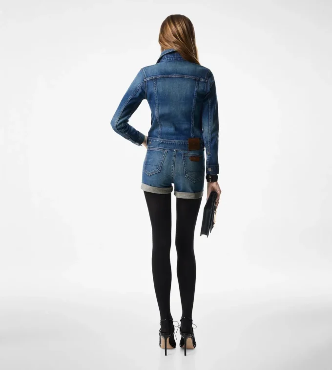Short en denim délavé confortable