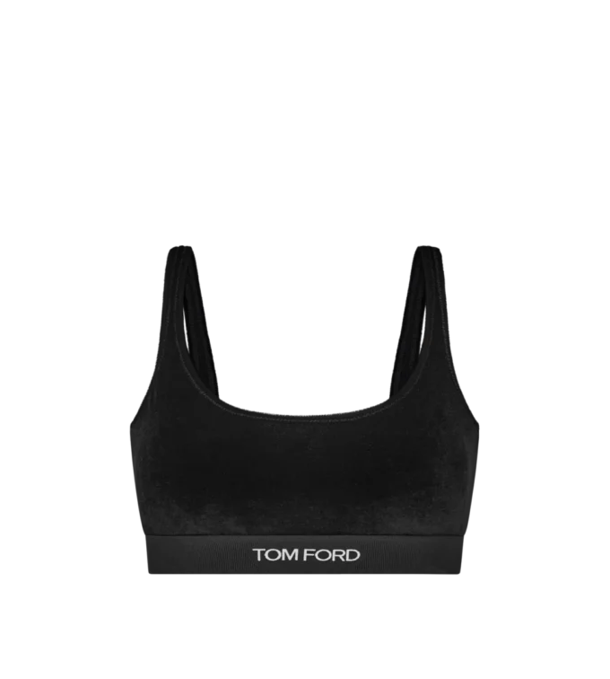Soutien-gorge signature en velours extensible brillant Soutien-gorge signature en velours extensible brillant