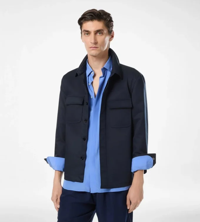 Surchemise double en sergé de coton