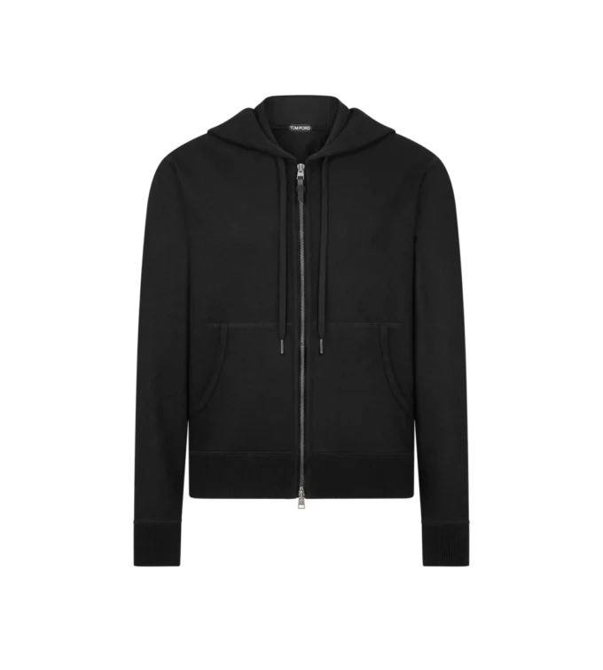 Sweat à capuche zippé en cachemire
