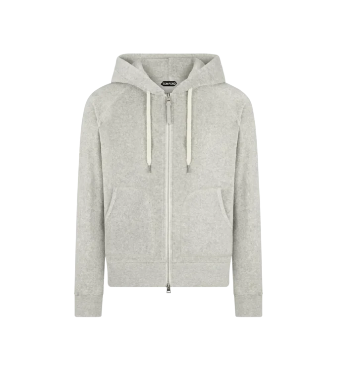 Sweat à capuche zippé en tissu éponge