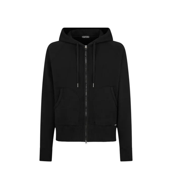 Sweat à capuche zippé teint en pièce