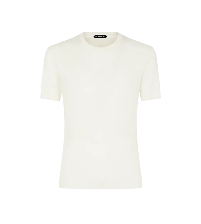 T-shirt à col rond et côtes