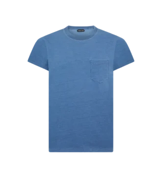 T-shirt à col rond teint à l&rsquo;indigo