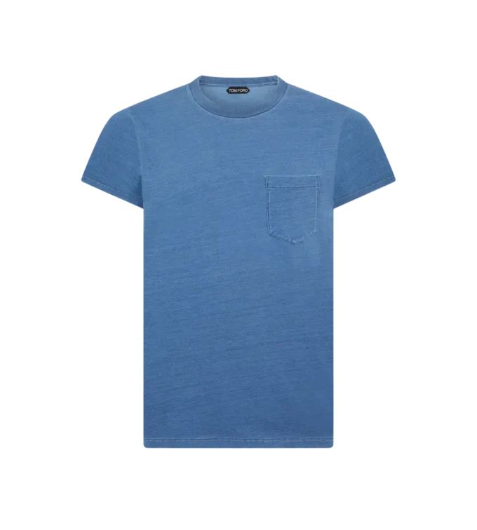 T-shirt à col rond teint à l&rsquo;indigo