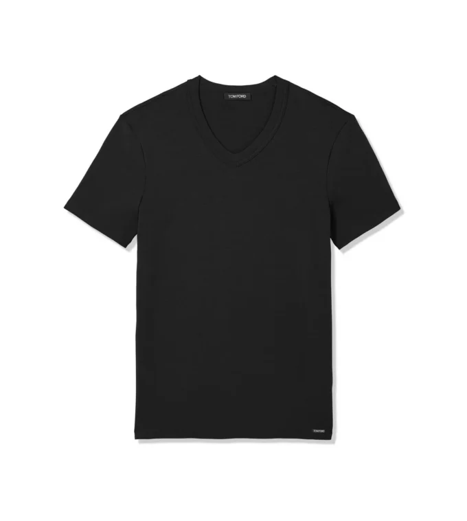 T-shirt en coton à col en V T-shirt en coton à col en V