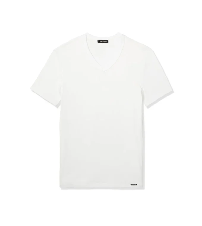 T-shirt en coton à col en V T-shirt en coton à col en V