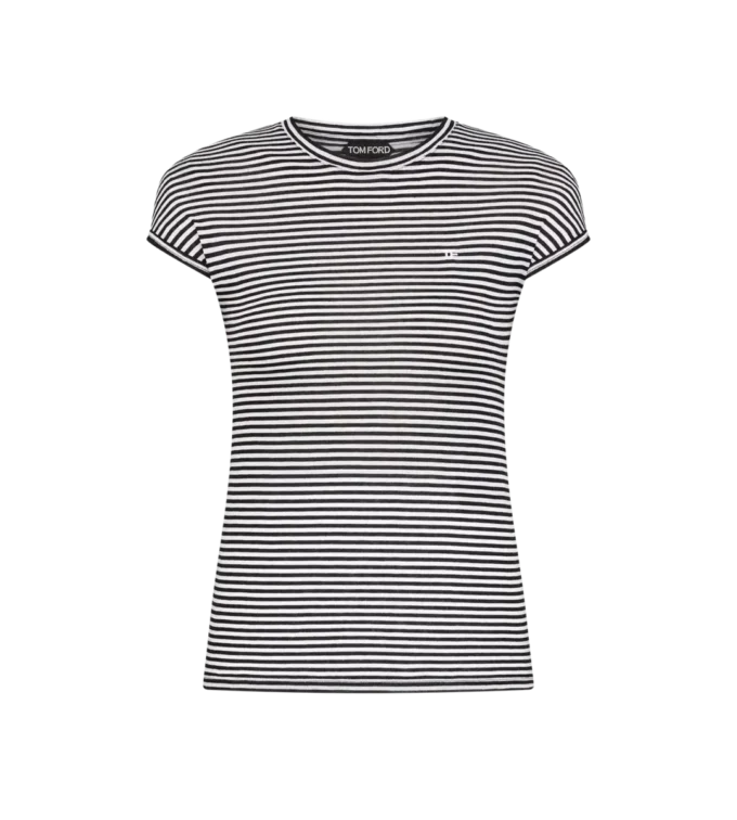T-shirt rayé avec logo TF brodé ton sur ton