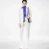 Veste simple boutonnage en flanelle de laine et cachemire Veste simple boutonnage en flanelle de laine et cachemire