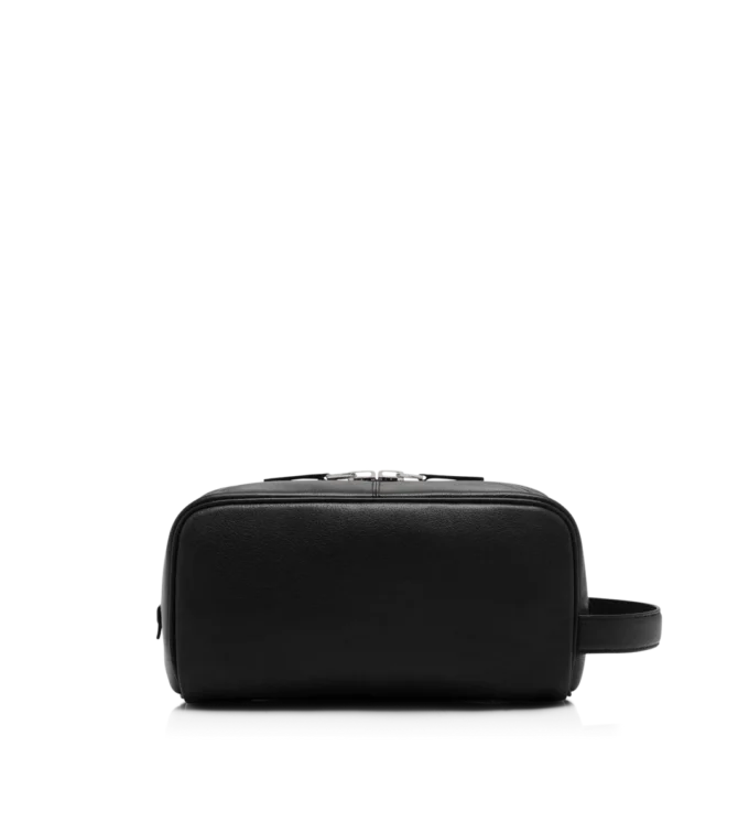 Trousse de toilette classique en cuir grainé souple Trousse de toilette classique en cuir grainé souple