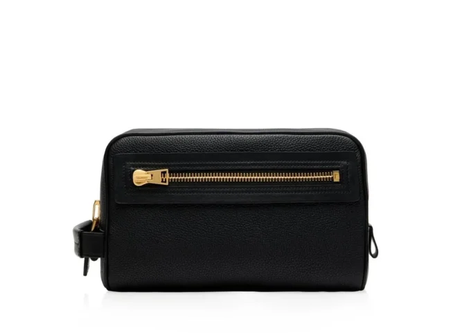 Trousse de toilette en cuir grainé