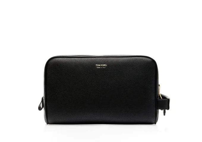 Trousse de toilette en cuir grainé