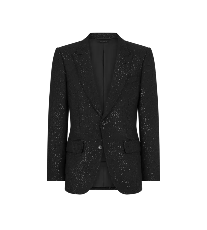 Veste bouclée légère à paillettes Veste bouclée légère à paillettes