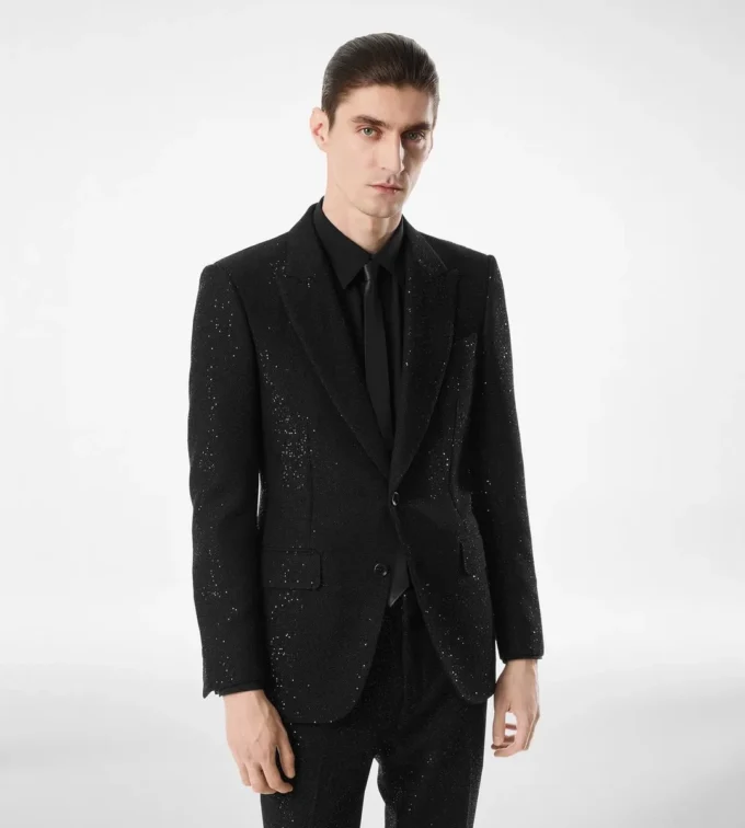 Veste bouclée légère à paillettes Veste bouclée légère à paillettes