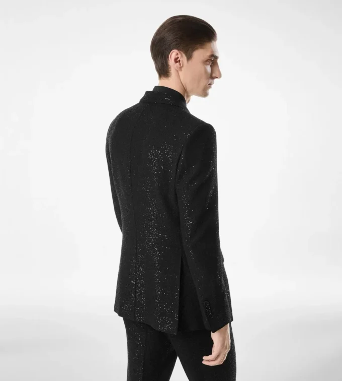 Veste bouclée légère à paillettes Veste bouclée légère à paillettes
