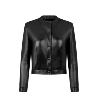 Veste cardigan en cuir nappa