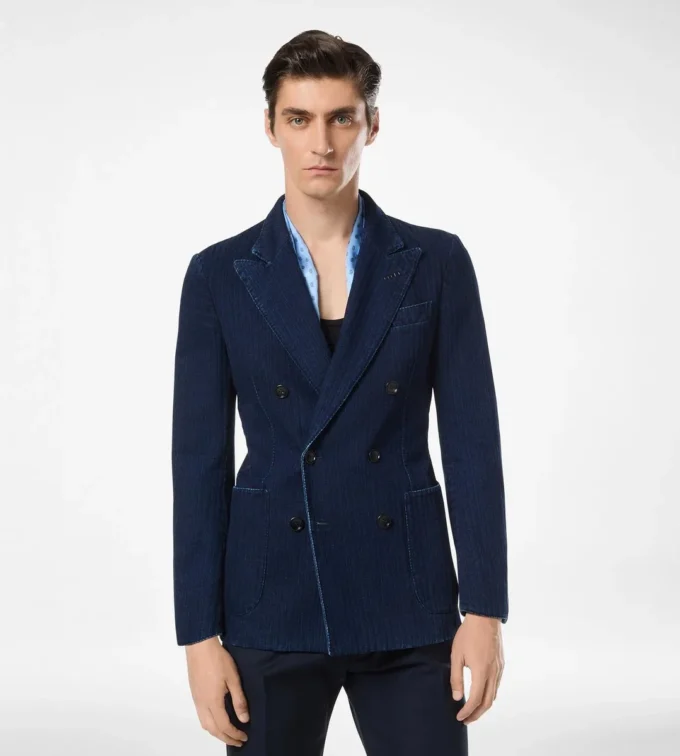 Veste à chevrons indigo Veste à chevrons indigo