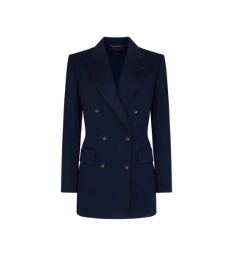 Veste croisée avec sous-col en cuir