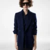 Veste croisée avec sous-col en cuir Veste croisée avec sous-col en cuir