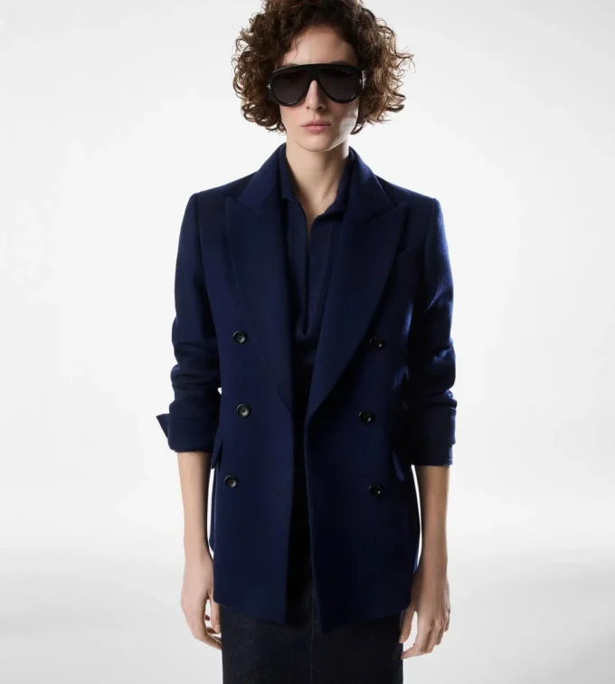Veste croisée avec sous-col en cuir Veste croisée avec sous-col en cuir