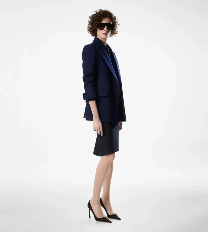 Veste croisée avec sous-col en cuir Veste croisée avec sous-col en cuir