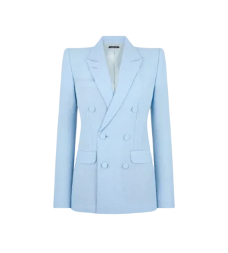 Veste croisée en crêpe de laine mélangée à paillettes