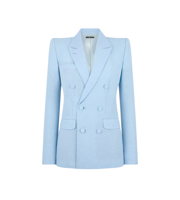 Veste croisée en crêpe de laine mélangée à paillettes Veste croisée en crêpe de laine mélangée à paillettes