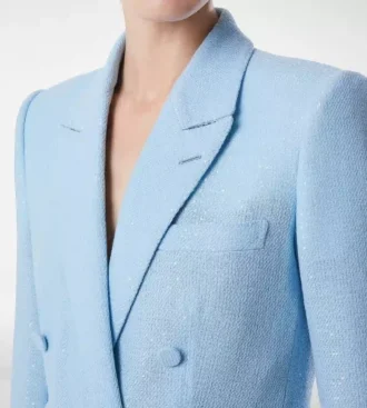 Veste croisée en crêpe de laine mélangée à paillettes