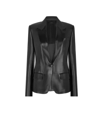 Veste croisée en cuir Guanteria soyeux