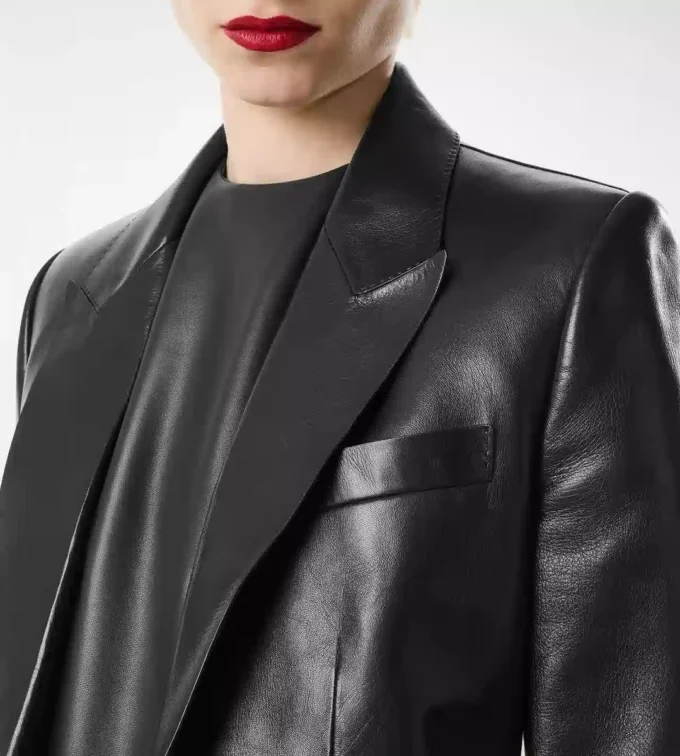 Veste croisée en cuir Guanteria soyeux Veste croisée en cuir Guanteria soyeux