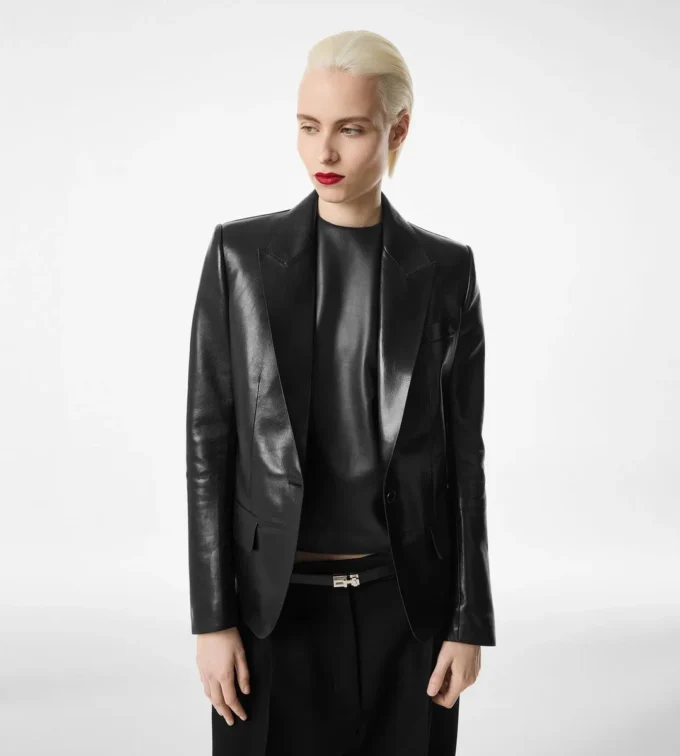 Veste croisée en cuir Guanteria soyeux Veste croisée en cuir Guanteria soyeux