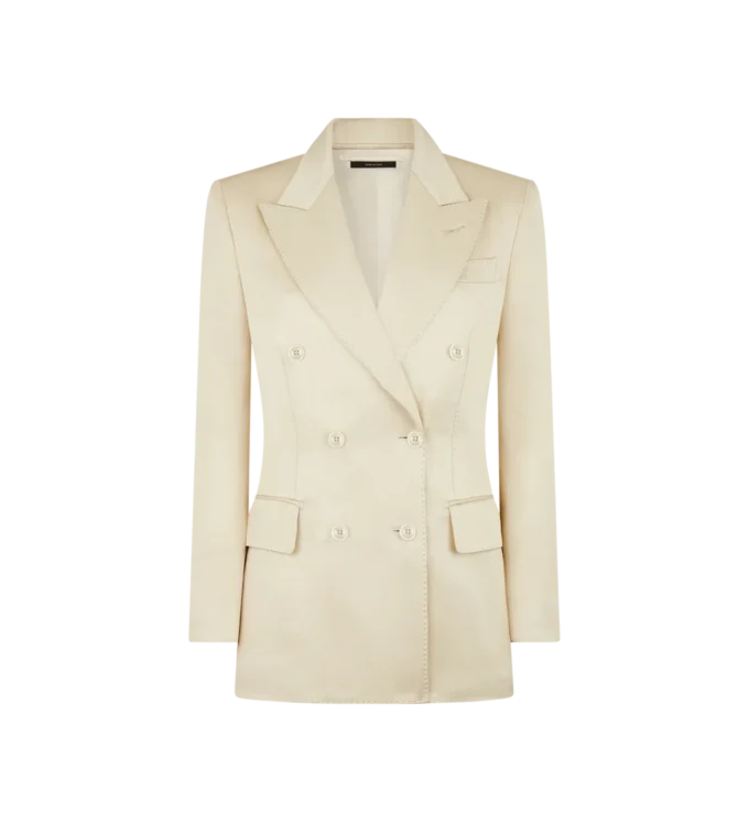 Veste croisée « Wallis » en soie et twill de laine Veste croisée « Wallis » en soie et twill de laine