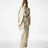 Pantalon bootcut ajusté en twill de soie et laine Pantalon bootcut ajusté en twill de soie et laine