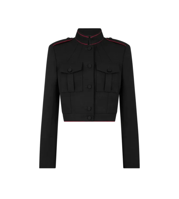 Veste d’officier en gabardine de laine élégante avec passepoil Veste d’officier en gabardine de laine élégante avec passepoil