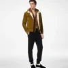 Veste de camionneur en daim brossé avec col en peau lainée Veste de camionneur en daim brossé avec col en peau lainée