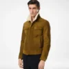 Veste de camionneur en daim brossé avec col en peau lainée Veste de camionneur en daim brossé avec col en peau lainée