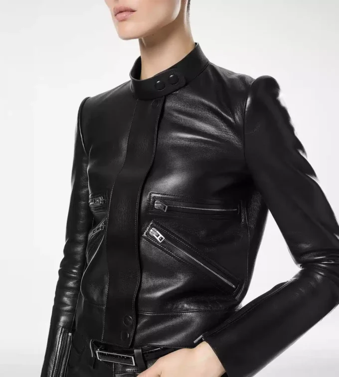 Veste de course en cuir nappa