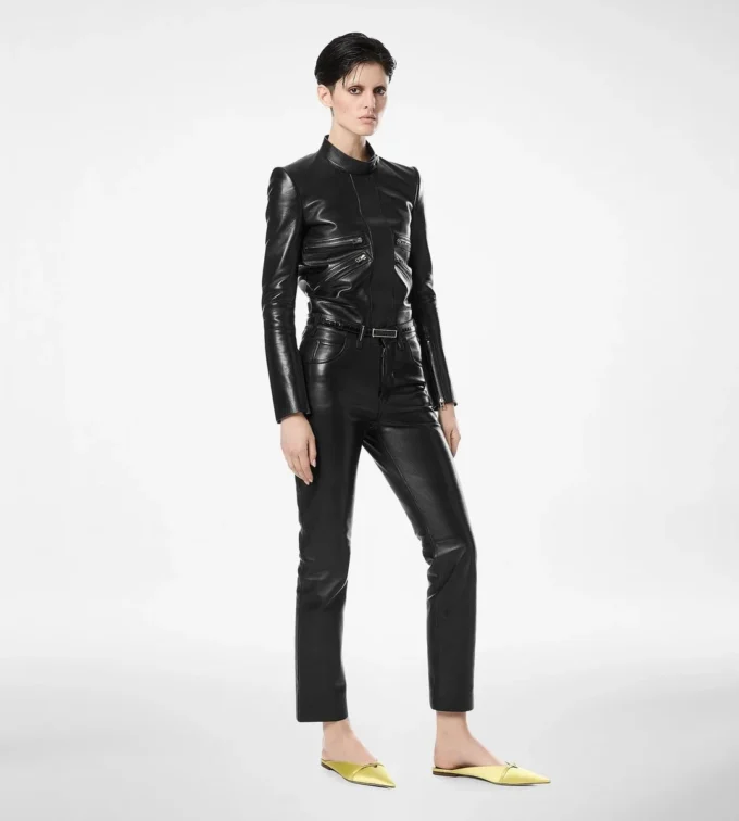 Veste de course en cuir nappa