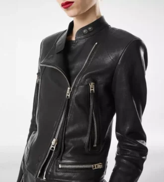 Veste de course en cuir nappa fini à la vapeur