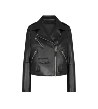 Veste de motard asymétrique en cuir