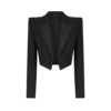 Veste de smoking courte à double boutonnage en laine et soie mélangées Veste de smoking courte à double boutonnage en laine et soie mélangées